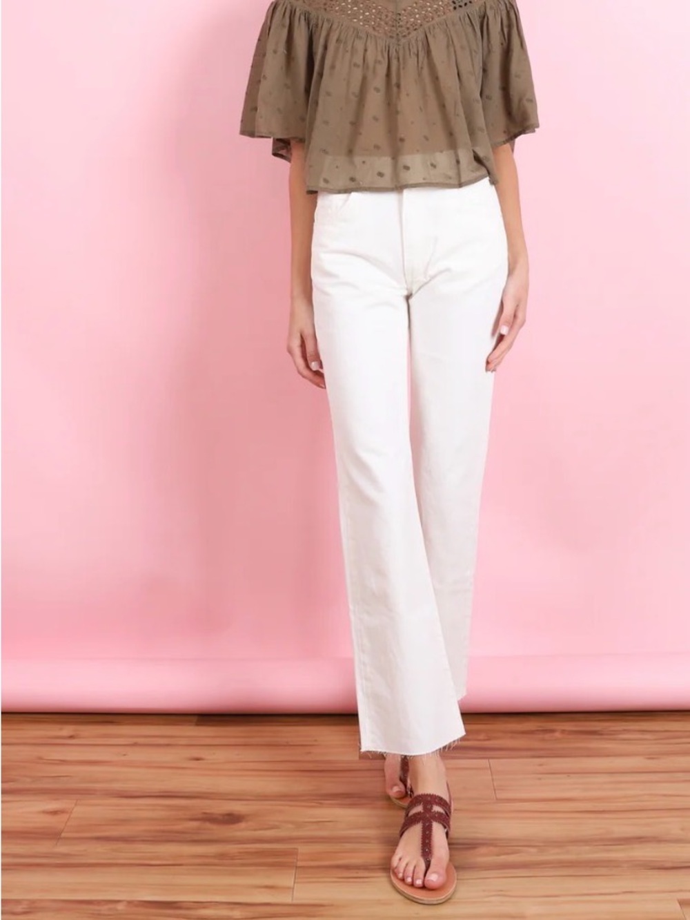 Nili Lotan High Rise Straight Leg Raw Hem Jeans Retail $400